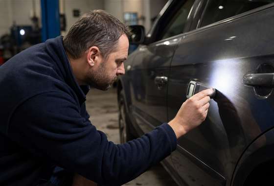 Avaliação de lataria e pintura de carro usado